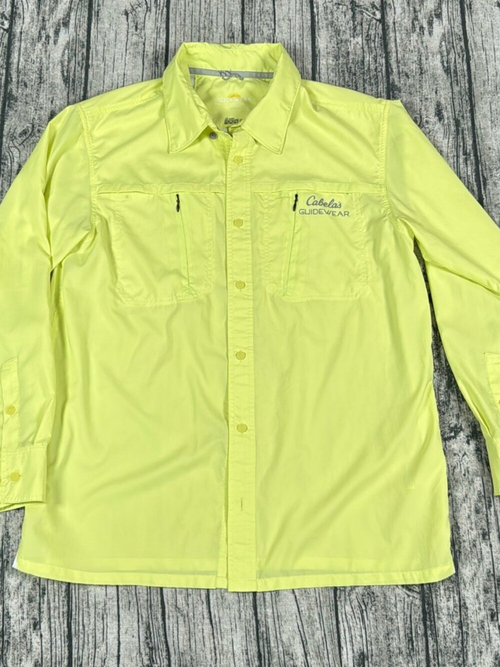 Cabela's Guidewear 4Most UPF 50 Fishing Shirt Men's L Chartreuse